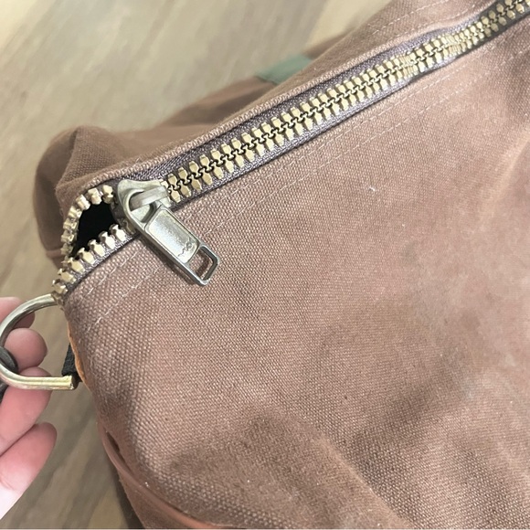 Vintage LL BEAN Brown Canvas Duffle Bag w Leather Trim Large Ivy League Trad 80s - Picture 9 of 11